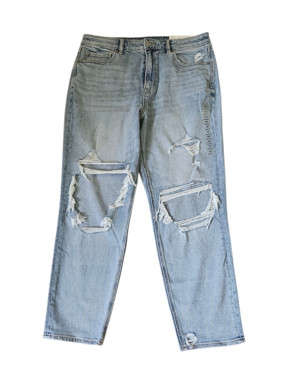 American Eagle Mom Jeans NEW High Rise Stretch Distressed Women's 12